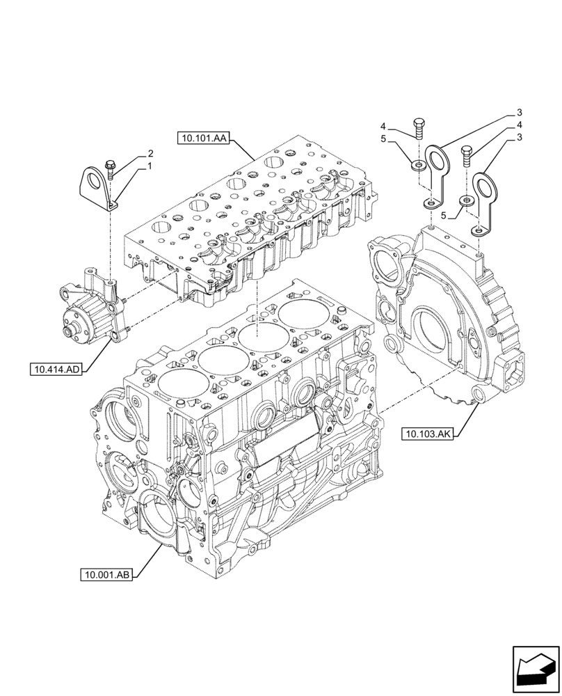 Схема запчастей Case F5BFL413D C001 - (10.001.AK) - HOOKS - ENGINE (10) - ENGINE