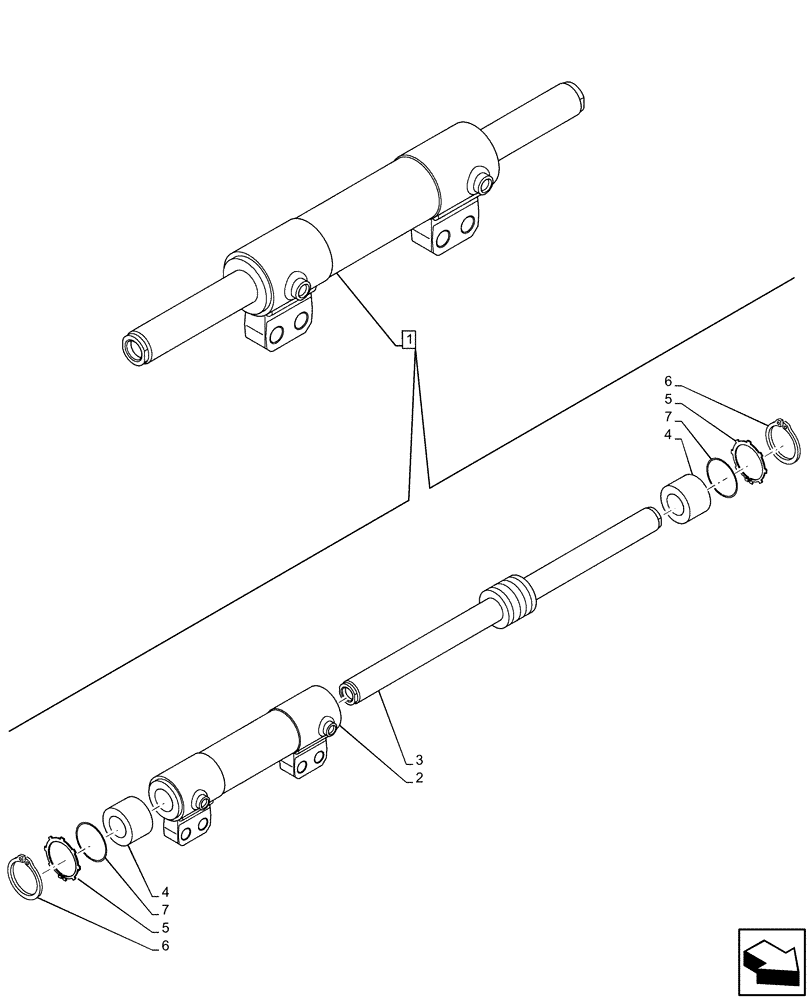 Схема запчастей Case 590SN - (41.216.AN[02]) - FRONT AXLE, STEERING CYLINDER (41) - STEERING