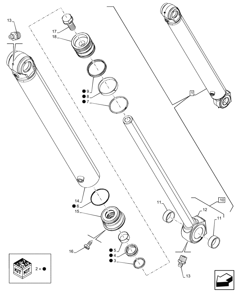 Схема запчастей Case 580SN WT - (35.736.AA[02]) - BACKHOE BOOM CYL. SECTION, CYLINDER, COMPONENTS (35) - HYDRAULIC SYSTEMS