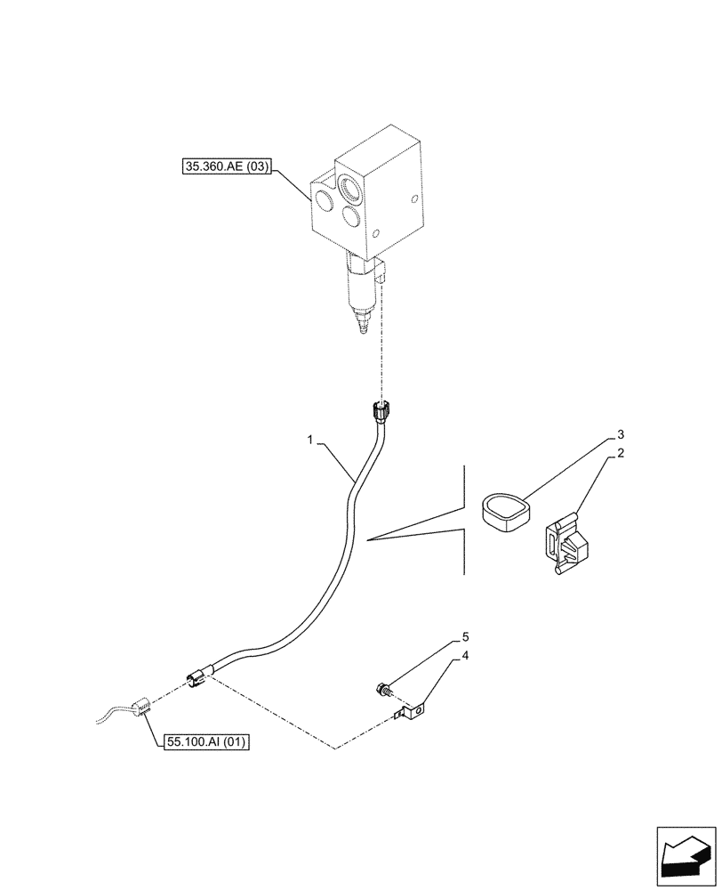 Схема запчастей Case CX210D LC - (55.950.AA) - VAR - 461869 - SELECTOR VALVE, HARNESS, HAMMER CIRCUIT, SHEARS, HIGH FLOW, W/ ELECTRICAL PROPORTIONAL CONTROL (55) - ELECTRICAL SYSTEMS