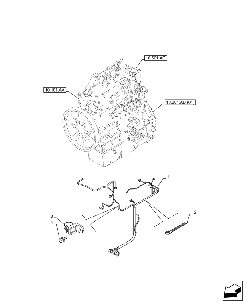 Схема запчастей Case AQ-4HK1XASS01 - (55.015.AB) - ENGINE, WIRE HARNESS (55) - ELECTRICAL SYSTEMS