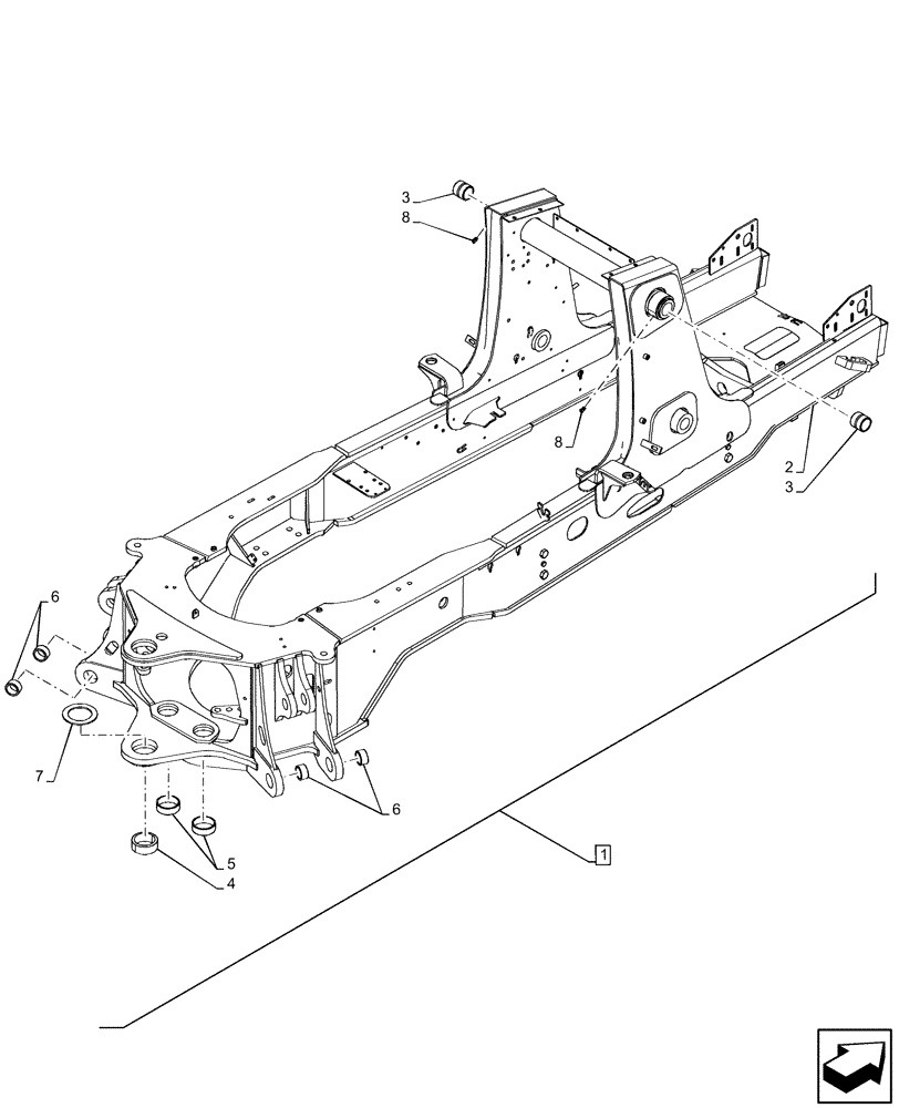 Схема запчастей Case 580SN WT - (39.100.AB[01]) - CHASSIS (39) - FRAMES AND BALLASTING