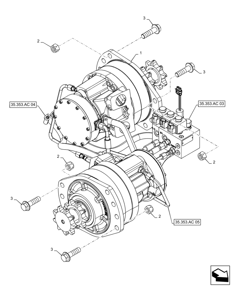 Схема запчастей Case SV280 - (35.353.AD[05]) - HYDROSTATIC MOTOR, ELECTRONIC CONTROLS, 2-SPEED (35) - HYDRAULIC SYSTEMS