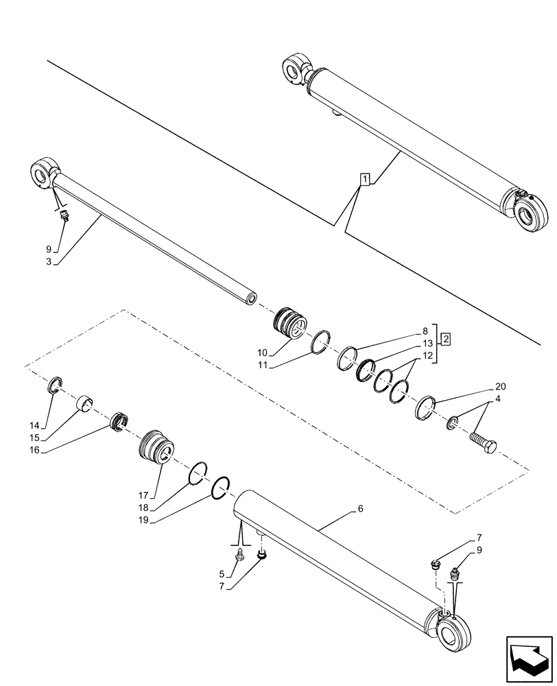 Схема запчастей Case 580SN - (35.701.CB[04]) - LIFT CYLINDER, COMPONENTS (35) - HYDRAULIC SYSTEMS