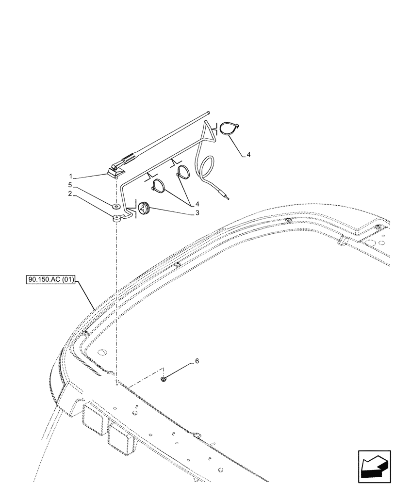 Схема запчастей Case 580SN WT - (55.512.AA[01]) - ANTENNA, HARNESS (55) - ELECTRICAL SYSTEMS