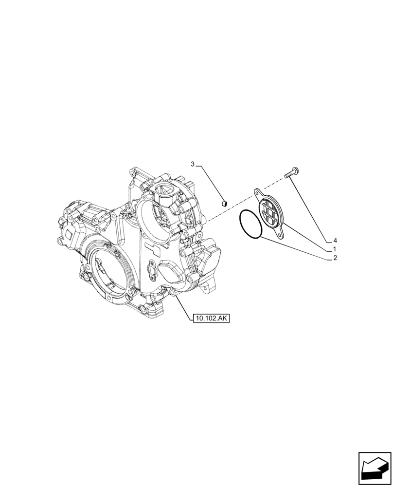 Схема запчастей Case F5BFL413D C001 - (10.102.AQ) - INJECTION PUMP DRIVE, COVER (10) - ENGINE