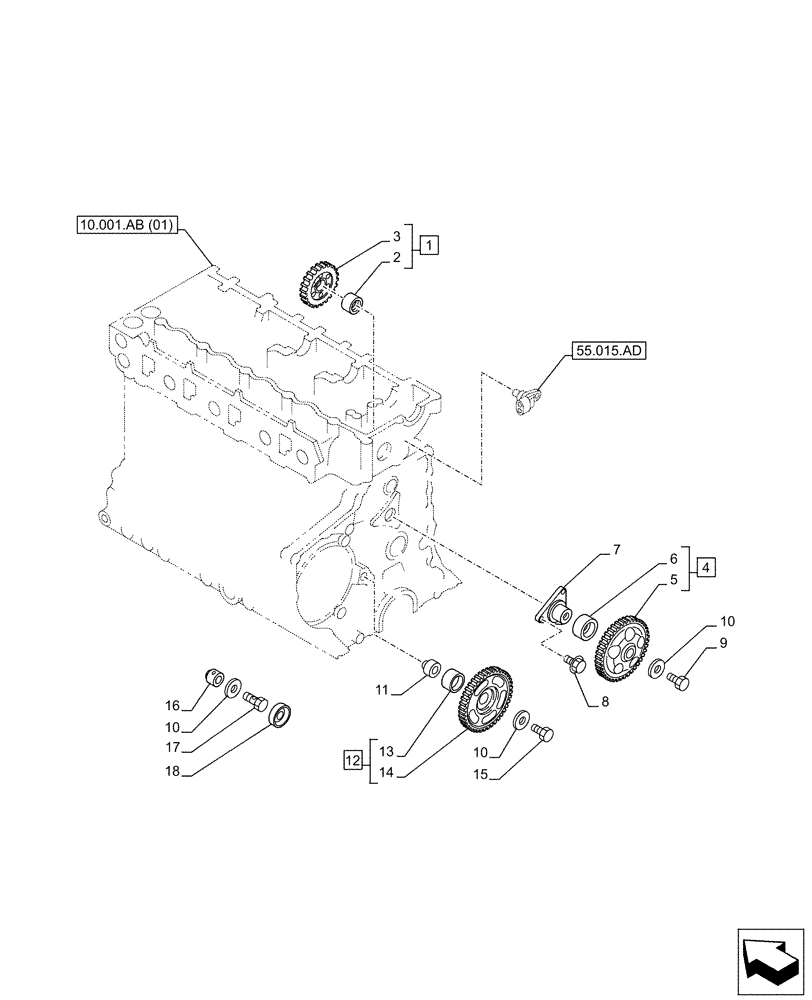 Схема запчастей Case AQ-4HK1XASS01 - (10.106.AM) - ENGINE, IDLER GEAR (10) - ENGINE