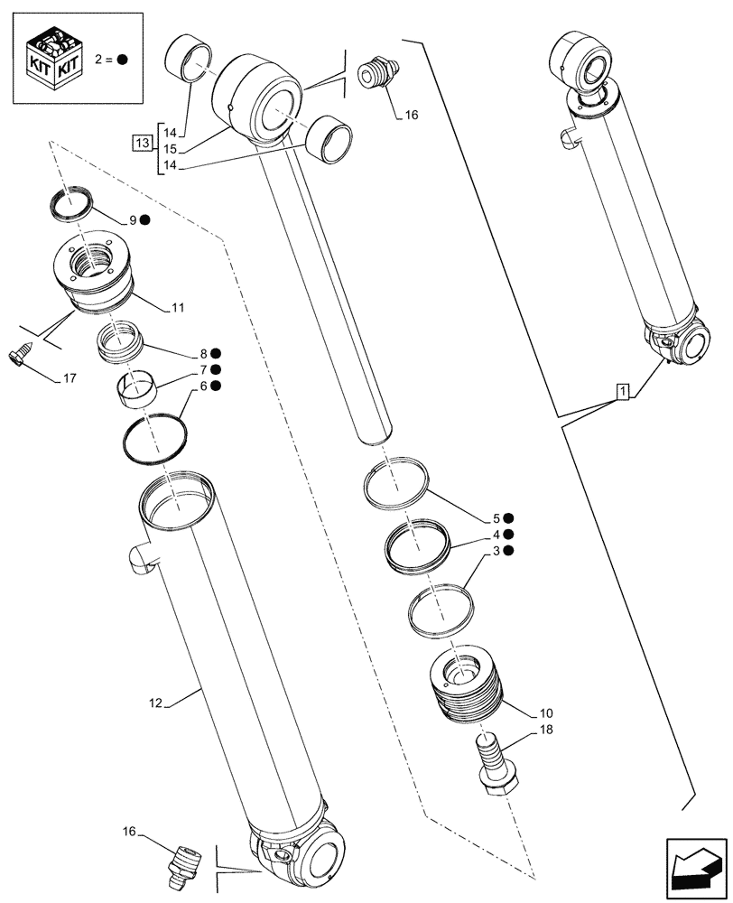 Схема запчастей Case 580SN - (35.737.AA[02]) - DIPPER, CYLINDER, COMPONENTS (35) - HYDRAULIC SYSTEMS