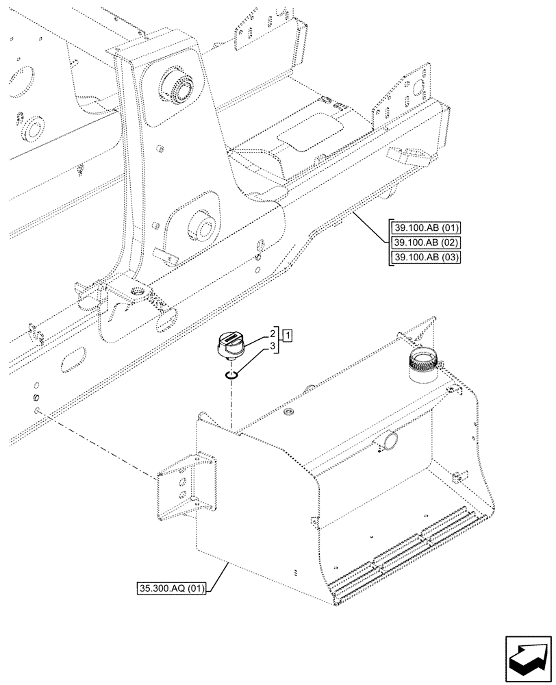 Схема запчастей Case 590SN - (35.300.BE[01]) - HYDRAULIC OIL RESERVOIR, BREATHER (35) - HYDRAULIC SYSTEMS