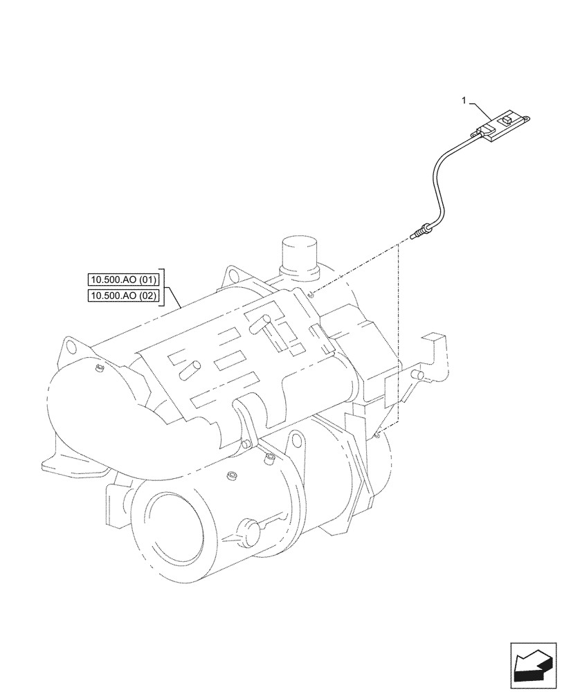 Схема запчастей Case AQ-4HK1XASS01 - (55.988.AG) - SELECTIVE CATALYTIC, REDUCTION, NOX SENSOR (55) - ELECTRICAL SYSTEMS