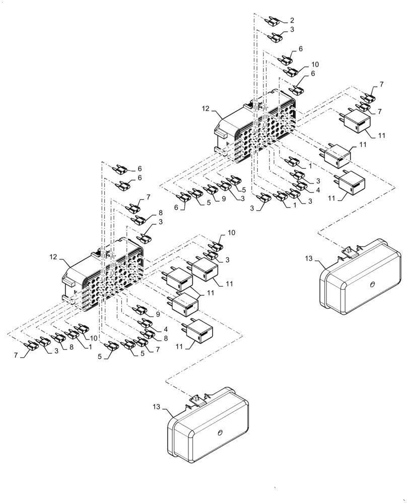 Схема запчастей Case TR270 - (55.100.DO[04]) - FUSE BOX, ELECTRONIC CONTROLS (55) - ELECTRICAL SYSTEMS