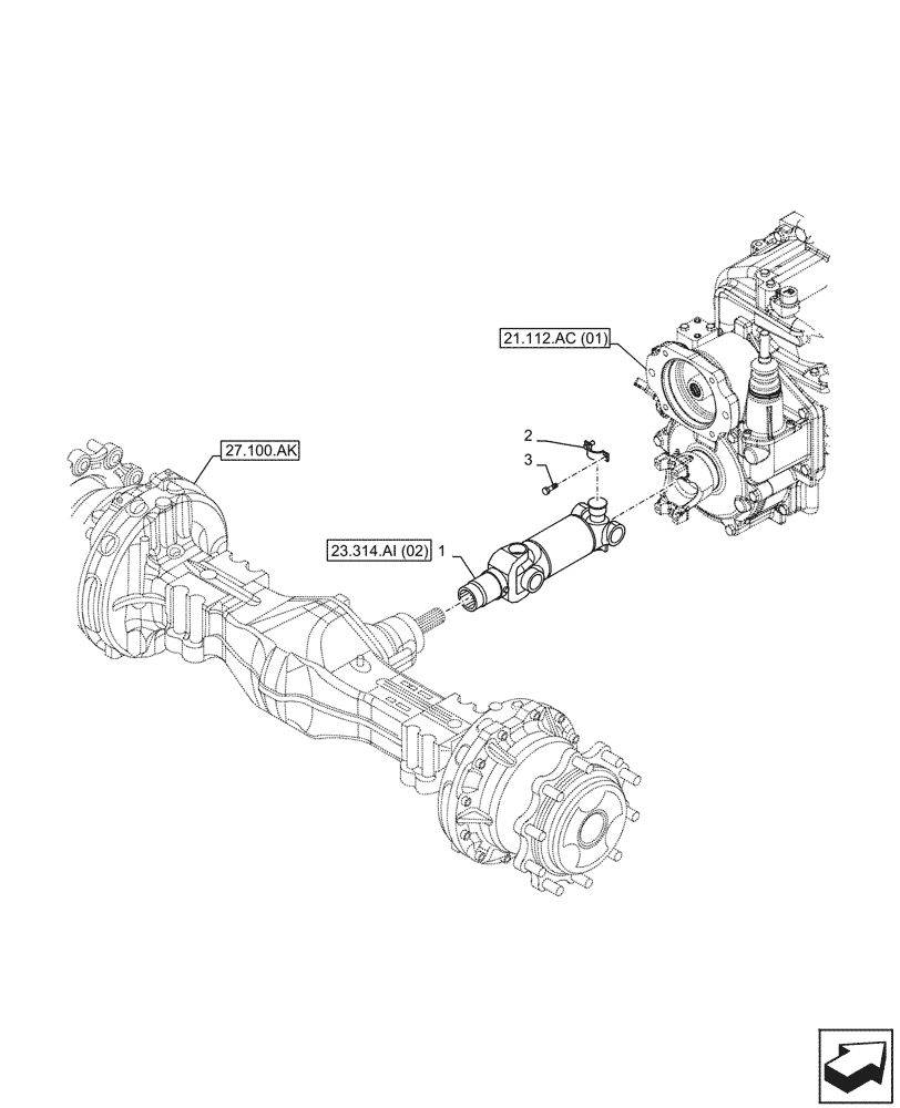 Схема запчастей Case 580SN - (23.314.AI[01]) - REAR AXLE, HALF SHAFT, 4WD (23) - FOUR WHEEL DRIVE SYSTEM