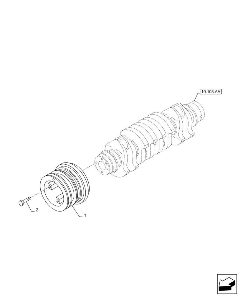 Схема запчастей Case AQ-4HK1XASS01 - (10.103.AG) - CRANKSHAFT, PULLEY (10) - ENGINE