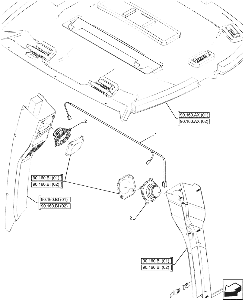 Схема запчастей Case 580SN WT - (55.512.AA[03]) - VAR - 442083 - SPEAKER WIRES (55) - ELECTRICAL SYSTEMS