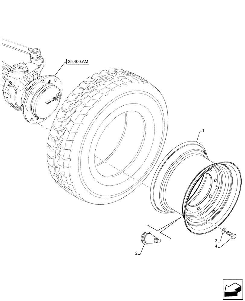 Схема запчастей Case 590SN - (44.511.AE) - VAR - 9200010, 423046 - WHEEL, FRONT 14.5/.75 X 16.1 - 2WD (44) - WHEELS