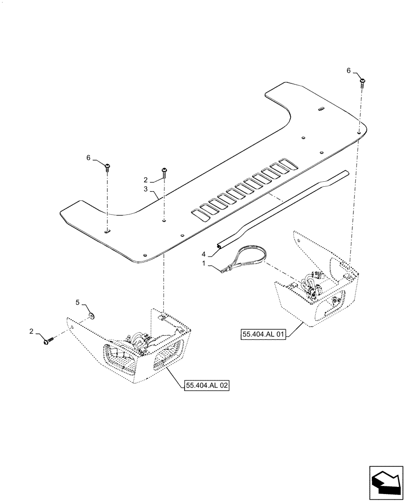 Схема запчастей Case SR200 - (55.404.AL[01]) - HEAVY DUTY, FRONT LIGHT, ASSY (55) - ELECTRICAL SYSTEMS