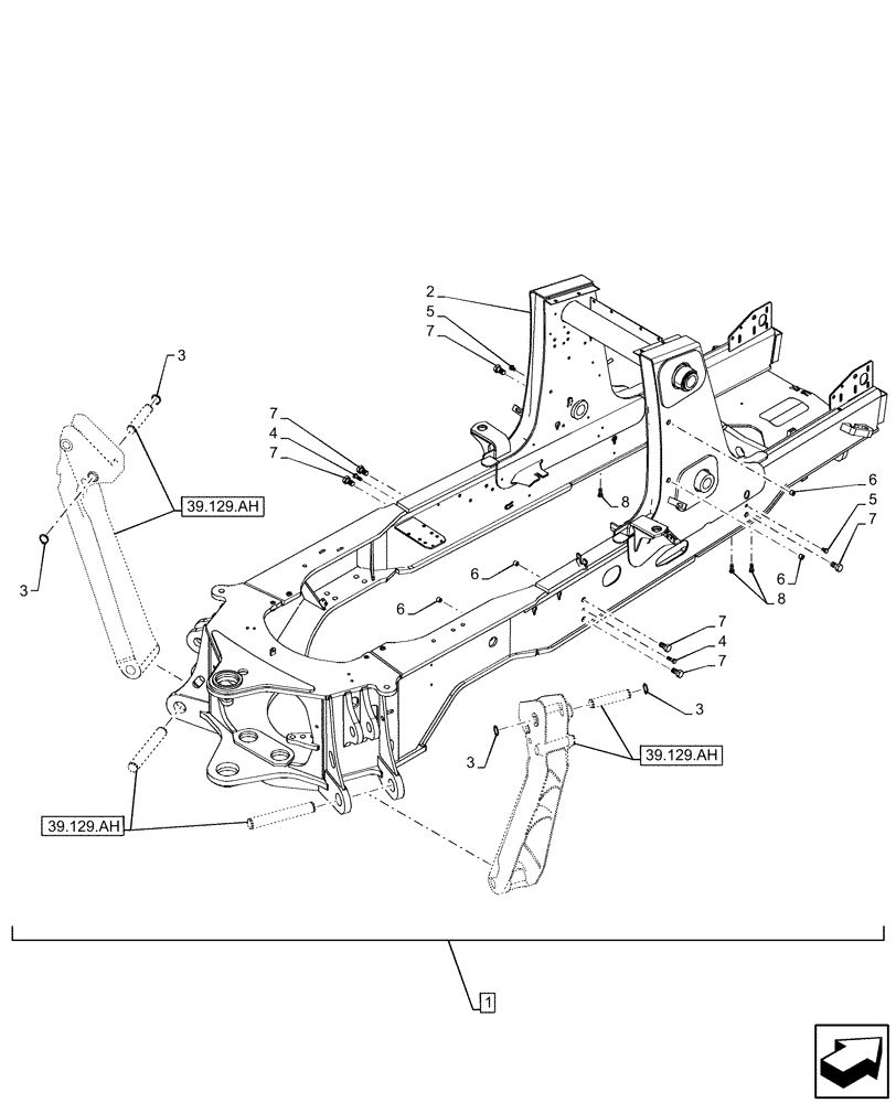 Схема запчастей Case 580SN WT - (39.100.AB[02]) - CHASSIS (39) - FRAMES AND BALLASTING