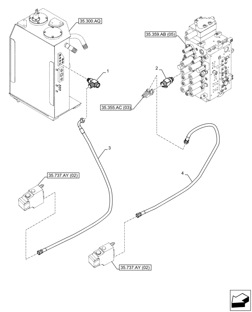 Схема запчастей Case CX300D LC - (35.737.BC[01]) - VAR - 481064 - ARM, CYLINDER, SAFETY VALVE, LINE (35) - HYDRAULIC SYSTEMS