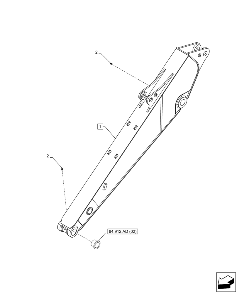 Схема запчастей Case CX210D LC - (84.912.AA[02]) - VAR - 481268 - ARM (L=2.9M) (84) - BOOMS, DIPPERS & BUCKETS