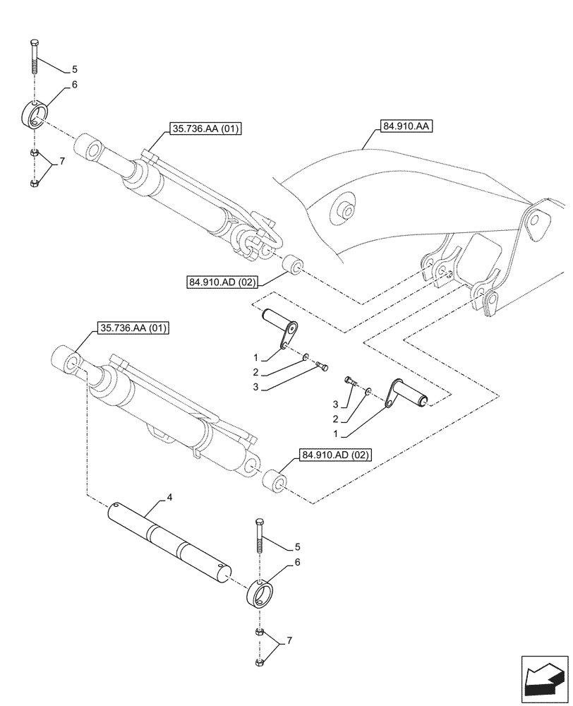 Схема запчастей Case CX210D NLC - (84.910.AC[02]) - VAR - 481858, 461029, 481859 - BOOM, CYLINDER, PIN (84) - BOOMS, DIPPERS & BUCKETS