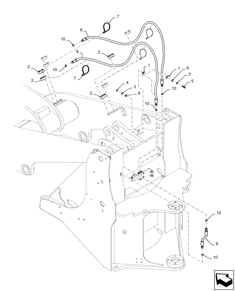 Схема запчастей Case 621F - (35.701.AD[03]) - COUPLER LINE INSTALLATION, XR LOADER ONLY (35) - HYDRAULIC SYSTEMS