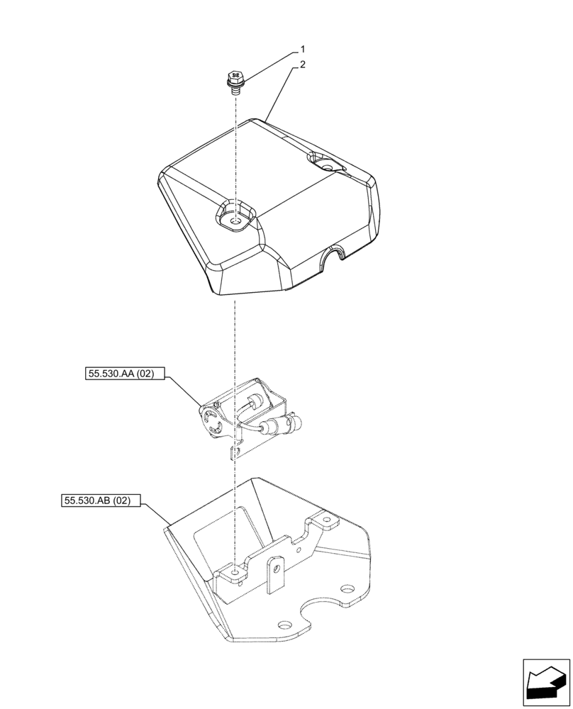Схема запчастей Case CX210D LC - (55.530.AC[02]) - VAR - 461560, 488038 - SIDE CAMERA, COVER (55) - ELECTRICAL SYSTEMS