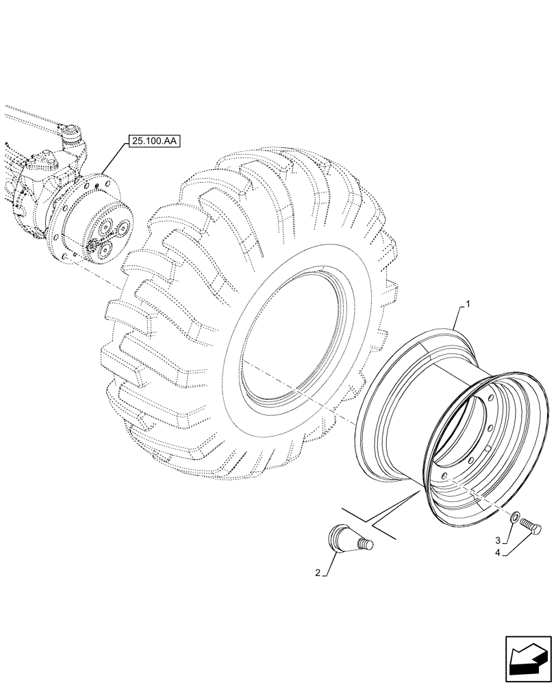 Схема запчастей Case 590SN - (44.511.AE) - VAR - 9200012, 423017 - WHEEL, FRONT 14 X 17.5, 10PR - 4WD (44) - WHEELS