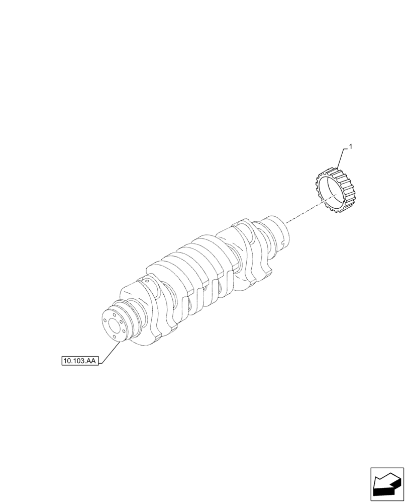 Схема запчастей Case AQ-4HK1XASS01 - (10.103.AD) - CRANKSHAFT, IDLER GEAR (10) - ENGINE