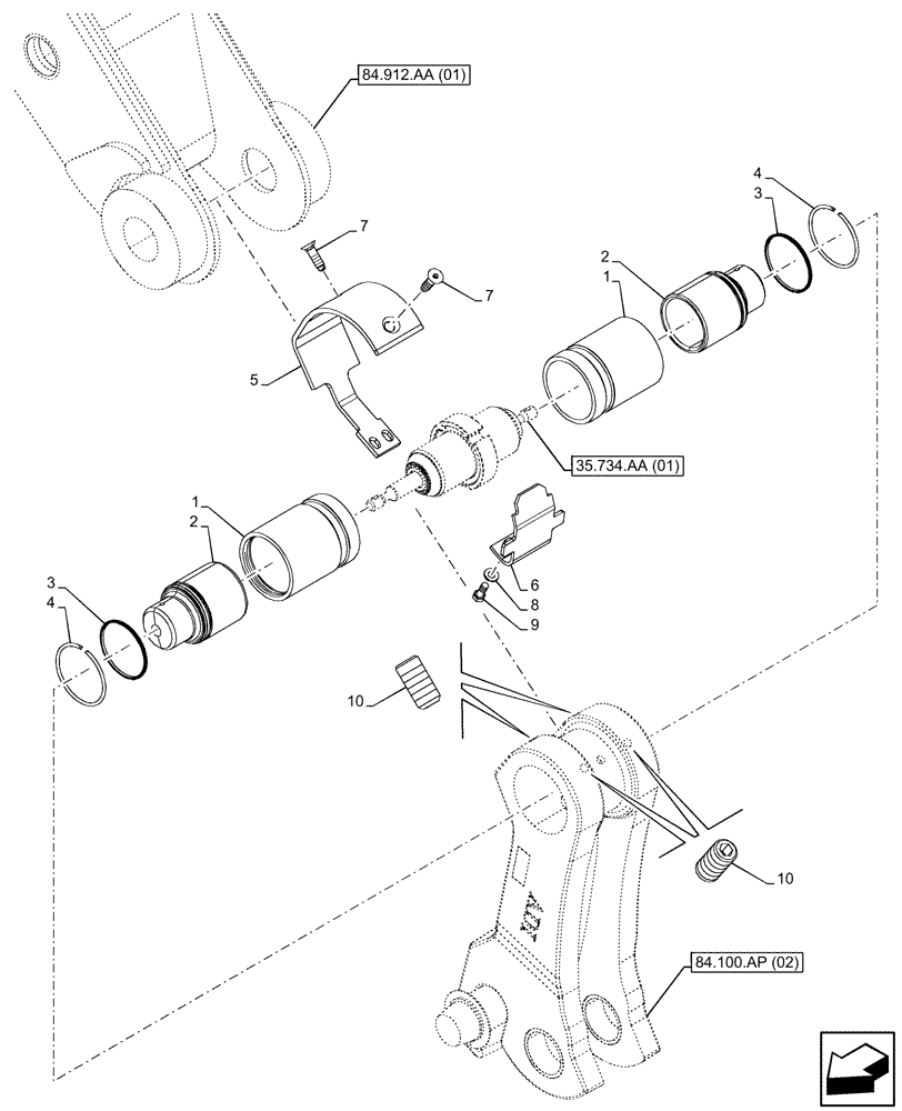 Схема запчастей Case 580SN WT - (84.100.AP[06]) - VAR - 442017 - BACKHOE BUCKET, COUPLER HYDRAULIC (84) - BOOMS, DIPPERS & BUCKETS