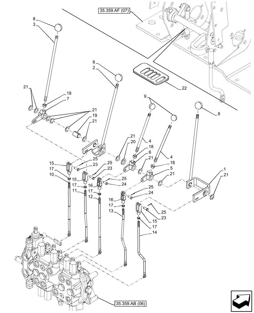Схема запчастей Case 590SN - (35.359.AF[08]) - BACKHOE CONTROL VALVE, 8-SPOOL, MECHANICAL CONTROLS (35) - HYDRAULIC SYSTEMS