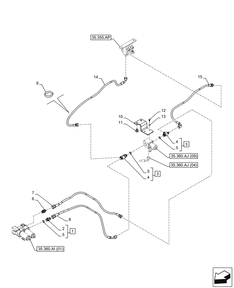Схема запчастей Case CX210D LC - (35.360.AJ[03]) - VAR - 461869 - HAMMER, SHEARS, SOLENOID VALVE, LINE, HIGH FLOW, W/ ELECTRICAL PROPORTIONAL CONTROL (35) - HYDRAULIC SYSTEMS