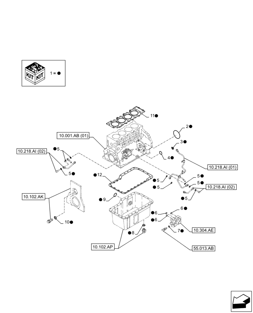 Схема запчастей Case AQ-4HK1XASS01 - (10.001.AD[03]) - ENGINE, GASKET, SET (10) - ENGINE