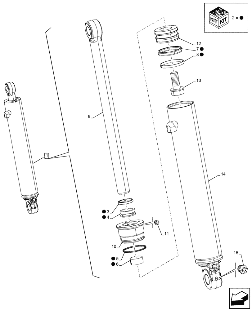 Схема запчастей Case 590SN - (35.703.AG[02]) - STABILIZER CYLINDER, RH, COMPONENTS (35) - HYDRAULIC SYSTEMS