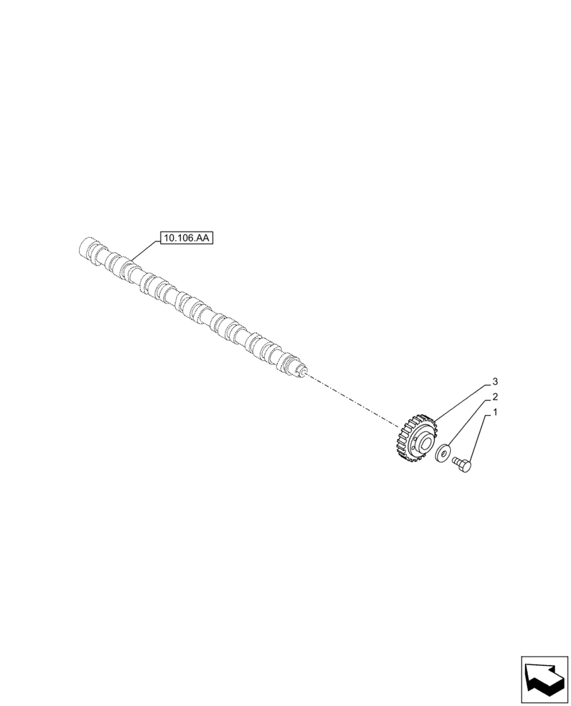 Схема запчастей Case AQ-4HK1XASS01 - (10.106.AG) - CAMSHAFT, GEAR (10) - ENGINE