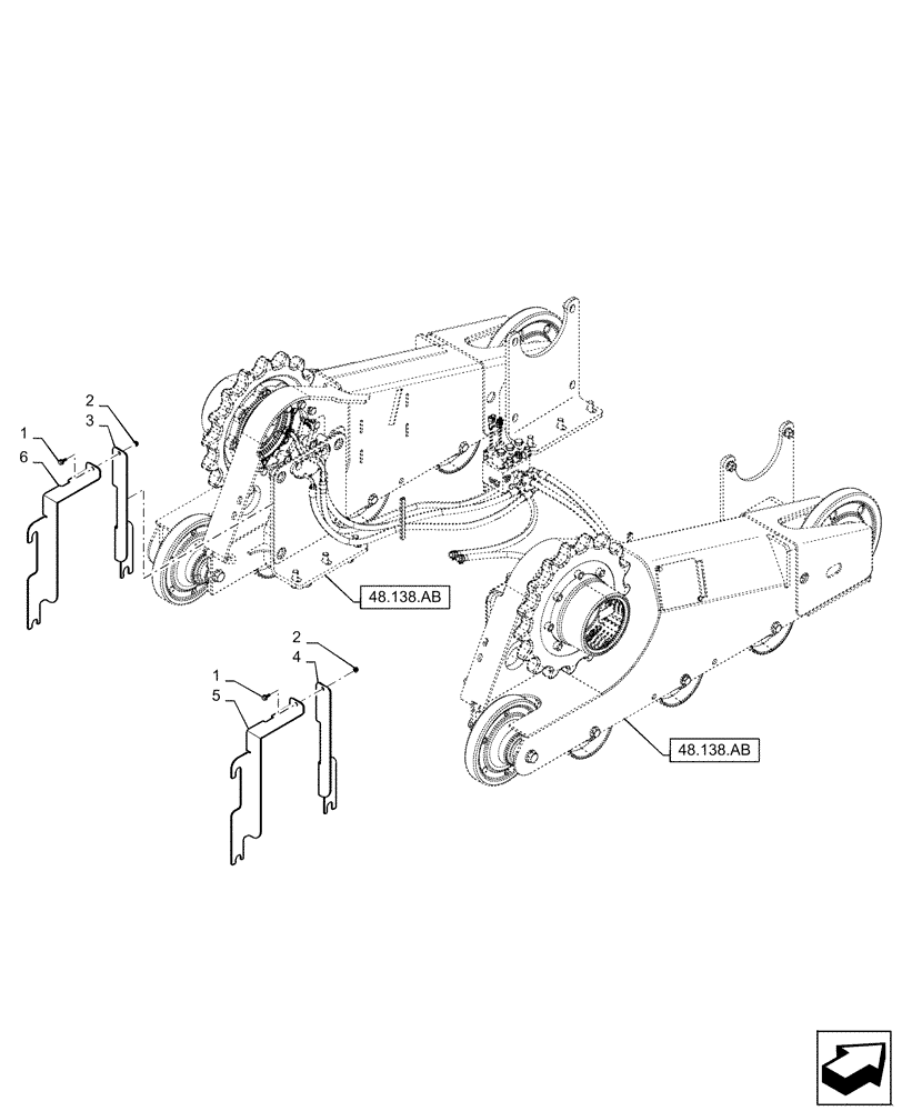 Схема запчастей Case TR310 - (48.100.AW) - TRACK COVERS (48) - TRACKS & TRACK SUSPENSION