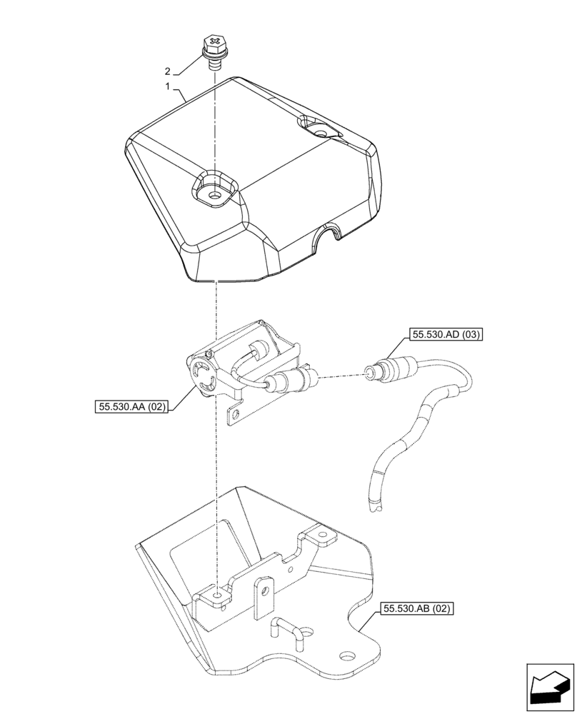 Схема запчастей Case CX350D LC - (55.530.AC[02]) - VAR - 461560 - SIDE CAMERA, COVER (55) - ELECTRICAL SYSTEMS