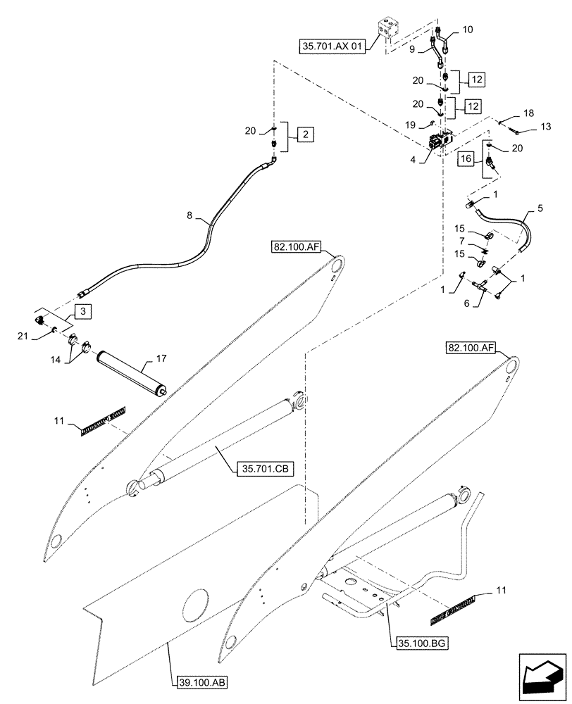 Схема запчастей Case SR270 - (35.701.BR) - RIDE CONTROL (35) - HYDRAULIC SYSTEMS