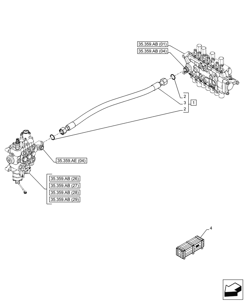 Схема запчастей Case 580N EP - (35.359.AE[21]) - LOADER, CONTROL VALVE LINE, BACKHOE CONTROL VALVE (35) - HYDRAULIC SYSTEMS