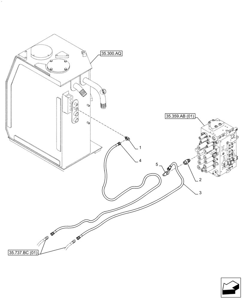 Схема запчастей Case CX350D LC - (35.737.BC[03]) - VAR - 481064 - ARM CYLINDER, SAFETY VALVE, LINE (35) - HYDRAULIC SYSTEMS