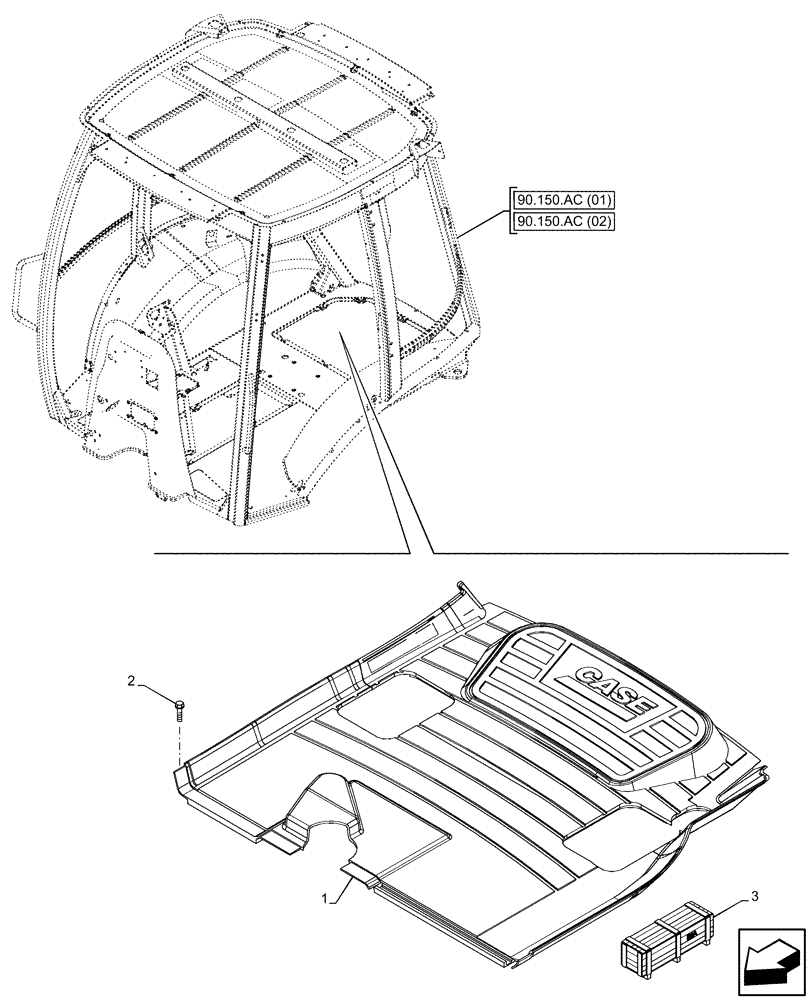 Схема запчастей Case 580SN WT - (90.160.AR[01]) - FLOOR MAT, REAR, WIDE, CAB (90) - PLATFORM, CAB, BODYWORK AND DECALS