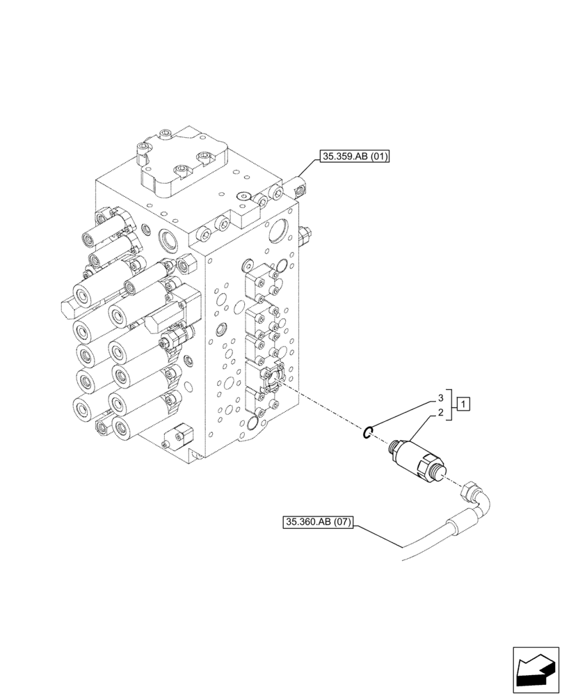 Схема запчастей Case CX210D NLC - (35.360.AA[02]) - VAR - 461871 - RELIEF VALVE, AUXILIARY CIRCUIT, SHEARS, W/ ELECTRICAL PROPORTIONAL CONTROL (35) - HYDRAULIC SYSTEMS