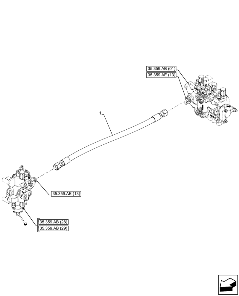 Схема запчастей Case 580N EP - (35.359.AE[23]) - LOADER, CONTROL VALVE LINE, BACKHOE CONTROL VALVE (35) - HYDRAULIC SYSTEMS