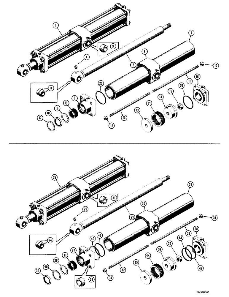 Схема запчастей Case 1000D - (298) - R16710 LOG LOADER FLIPPER CYLINDER (07) - HYDRAULIC SYSTEM