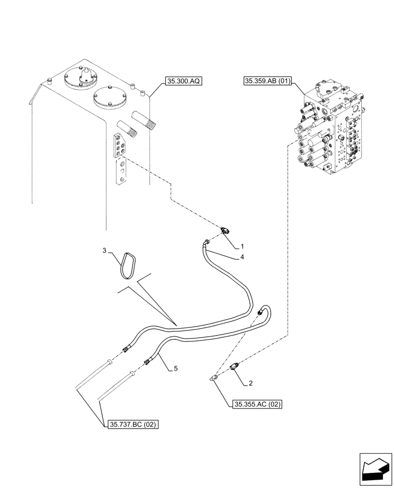 Схема запчастей Case CX210D LC LR - (35.737.BC[01]) - VAR - 481064 - ARM, LIFT CYLINDER, SAFETY VALVE, LINE (35) - HYDRAULIC SYSTEMS