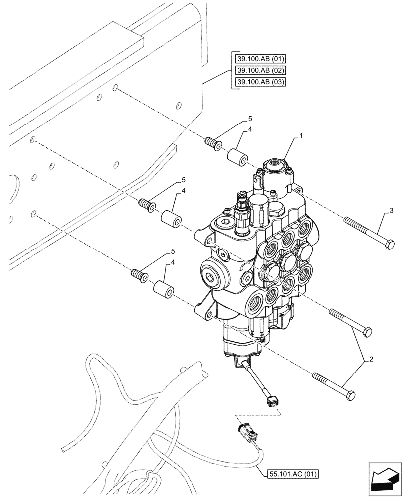 Схема запчастей Case 580N EP - (35.359.AB[27]) - VAR - 747864 - LOADER, CONTROL VALVE, PILOT CONTROLS, 3-SPOOL, MOUNTING - END YR 25-APR-2016 (35) - HYDRAULIC SYSTEMS