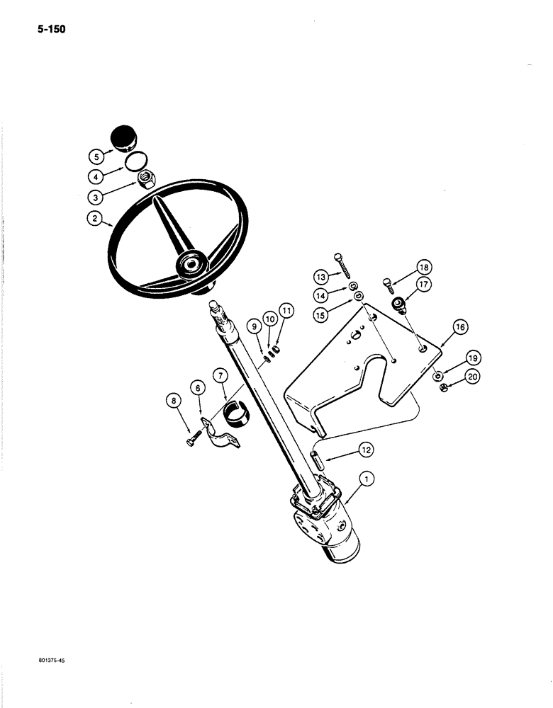 Схема запчастей Case 780C - (5-150) - STEERING WHEEL AND COLUMN (05) - STEERING