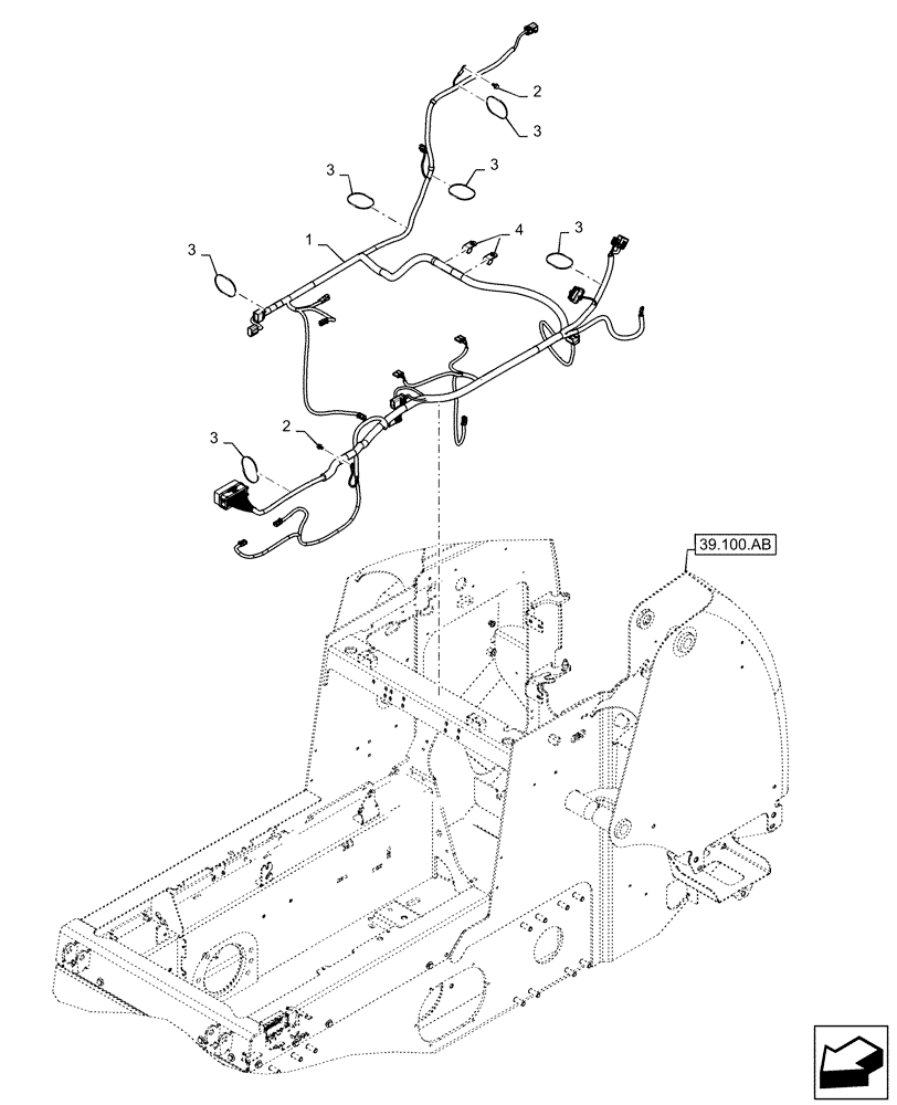 Схема запчастей Case SR240 - (55.101.AC[25]) - CHASSIS OPTION HARNESS, MECHANICAL CONTROLS (55) - ELECTRICAL SYSTEMS