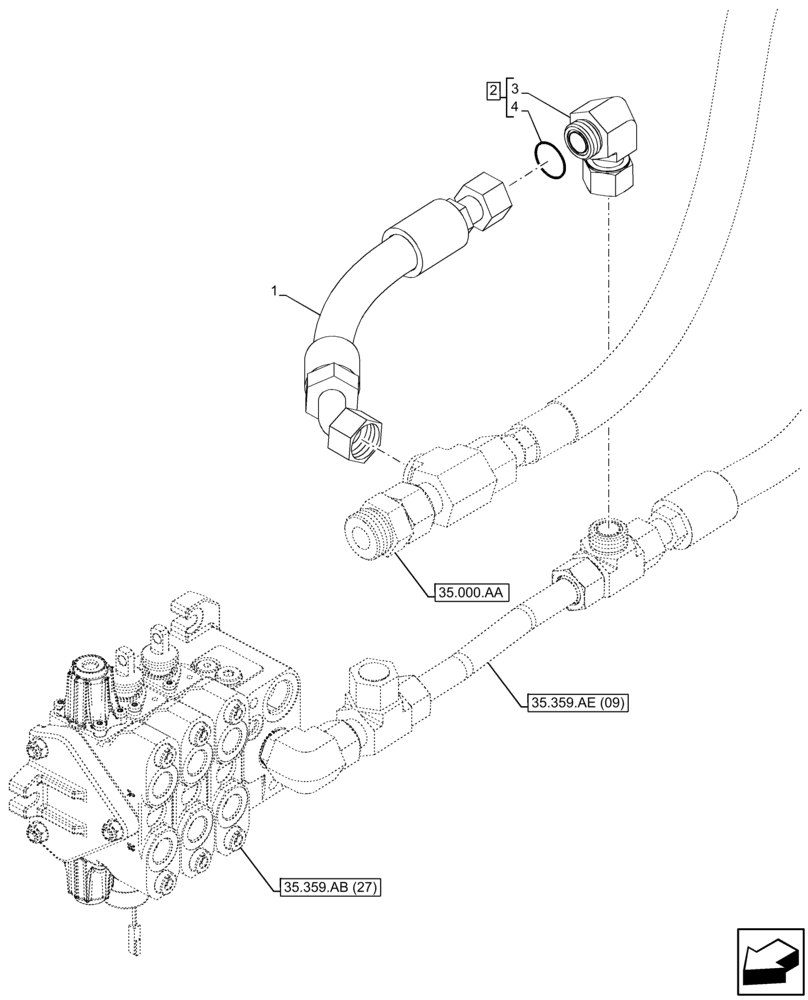 Схема запчастей Case 580SN WT - (35.106.AO[03]) - VAR - 747864 - LOADER, CONTROL VALVE LINE, HYDRAULIC PUMP (35) - HYDRAULIC SYSTEMS