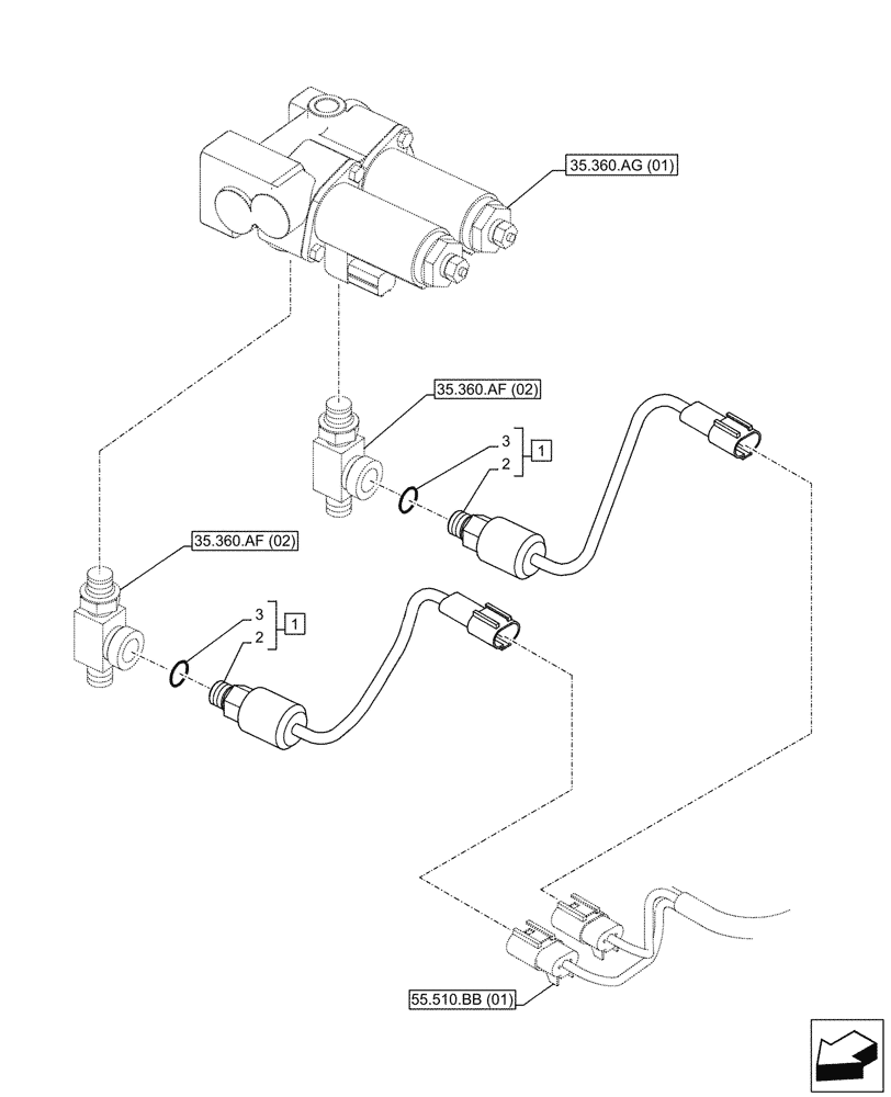 Схема запчастей Case CX210D LC LR - (55.425.AI[01]) - VAR - 461863 - ROTATION SPEED SENSOR, CLAMSHELL BUCKET, ROTATION, W/ ELECTRICAL PROPORTIONAL CONTROL (55) - ELECTRICAL SYSTEMS