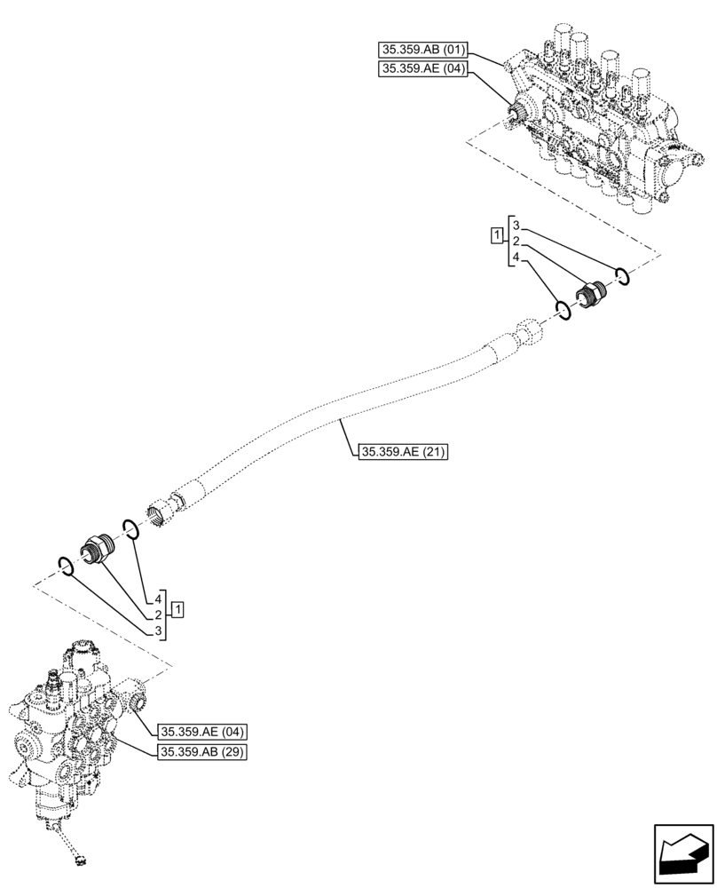 Схема запчастей Case 580N EP - (35.359.AE[13]) - LOADER, CONTROL VALVE LINE, BACKHOE CONTROL VALVE (35) - HYDRAULIC SYSTEMS